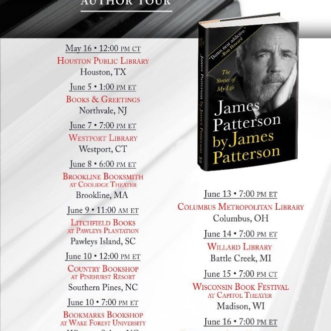 James Patterson book tour to stop at Westport Library in Westport Connecticut