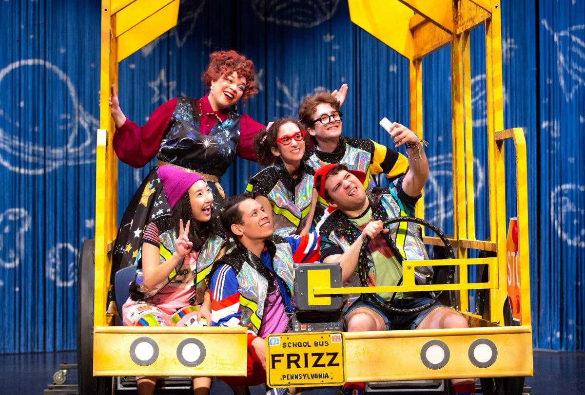 Westport Country Playhouse presents TheaterWorksUSA’s “The Magic School Bus™: Lost in the Solar System,” on Sunday, June 4.
Back L-R: Lindsey Brett Carothers, Kari Gunberg, Tom Meglio.  Front L-R: Sumi Yu, Junior Mendez, Jared Loftin.  Jeremy Daniel Photography